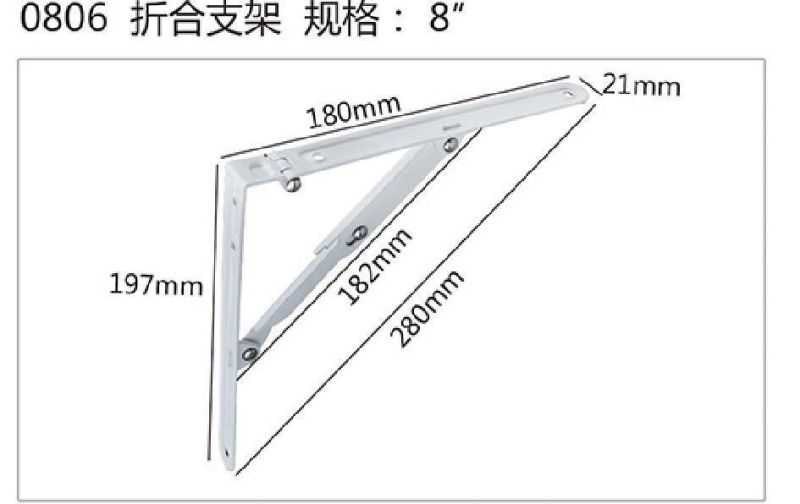 0802, 0804, 0806, 0808 Foldable Triangle Metal Brackets for Furnitures