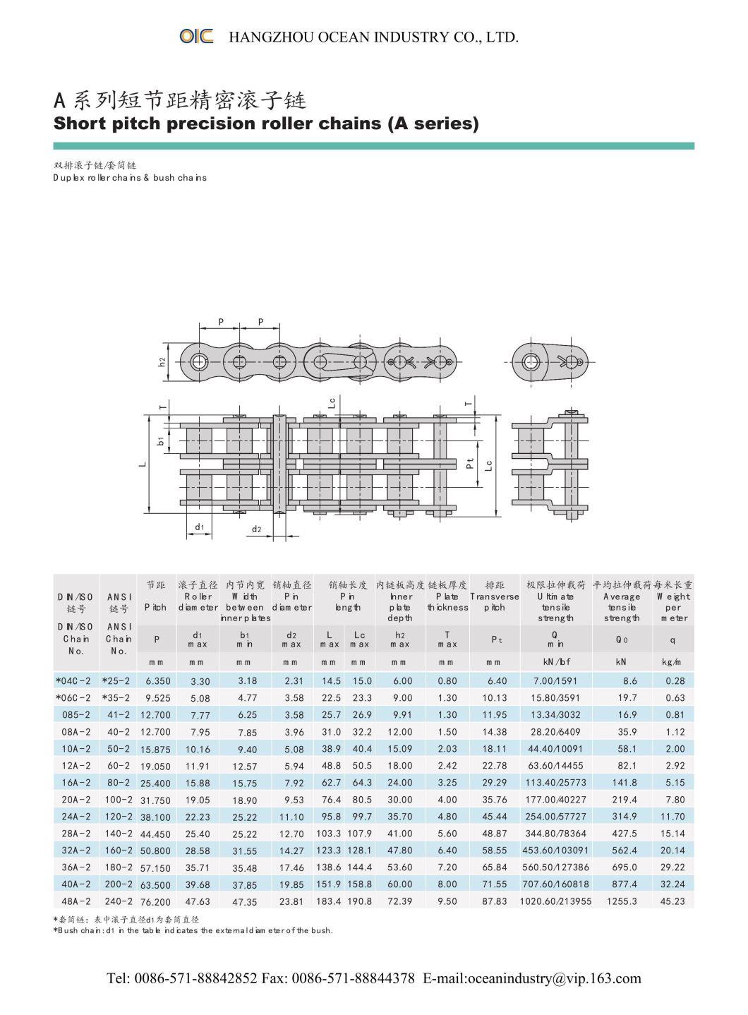 Stainless Steel Short Pitch Conveyor Chain with Extended Pin Short Pitch Precision Roller Chain (A series) Transmission Parts