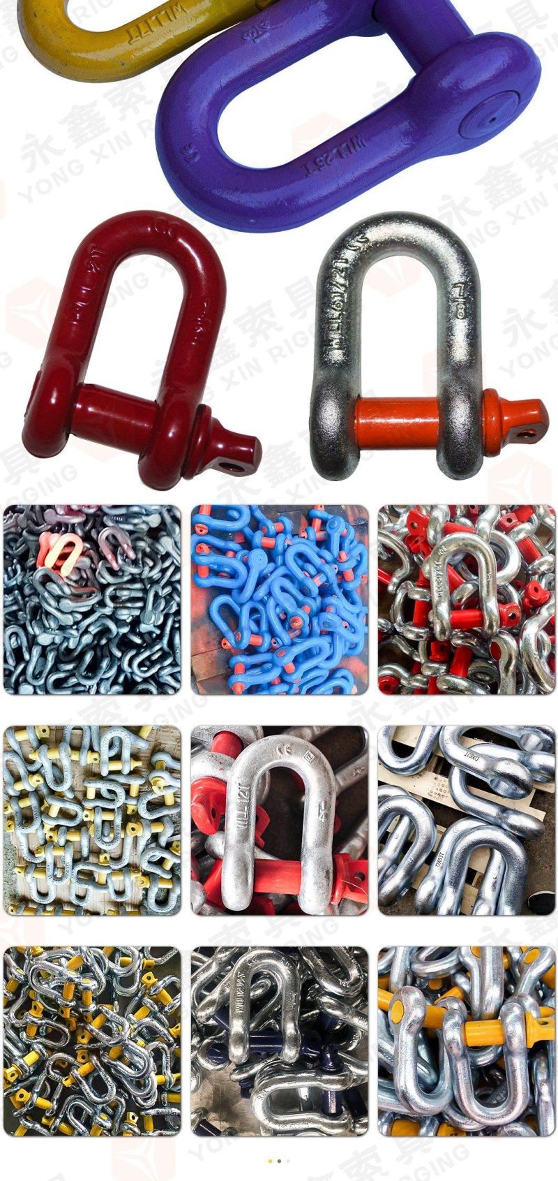 Marine Hardware Electric Galvanized Us Type Carbon Steel Drop Forged Screw Pin D Shackle