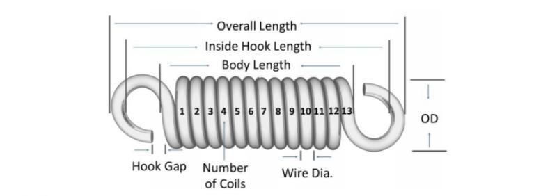 Customized Small Extension Spring, High Quality Long Extension Spring with Hooks