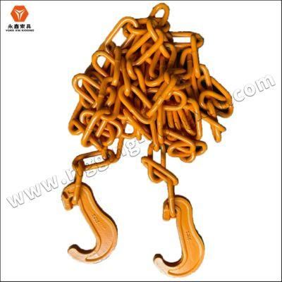 High Strength 13mm Alloy Powder Coating Lashing Chain with J/C Type Hook /Flat Hook