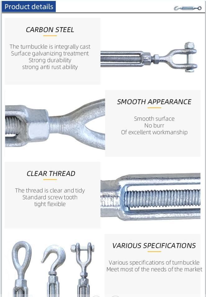 Us Type Drop Forged Carbon Steel Galvanized Turnbuckle