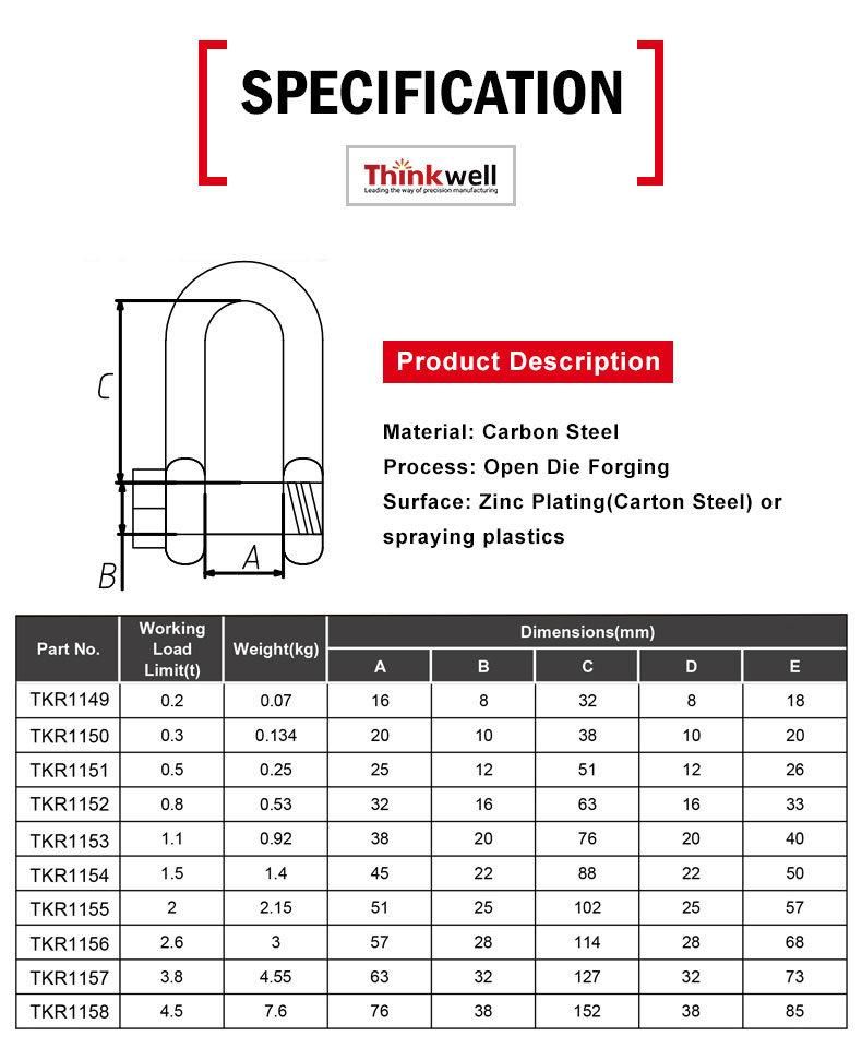 Thinkwell Forged Factory Price Carbon Steel Trawling Shackle