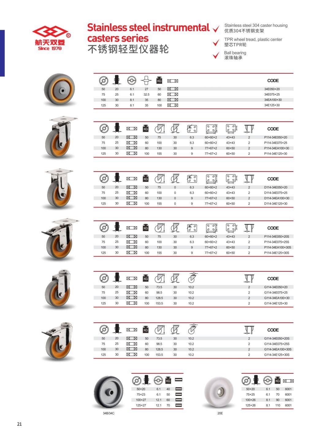 125mm Stailess Steel Swivel Brake PP Caster