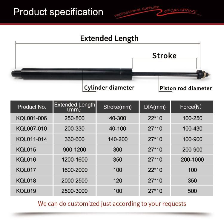 RoHS Locking Gas Spring for Functional Medical Bed