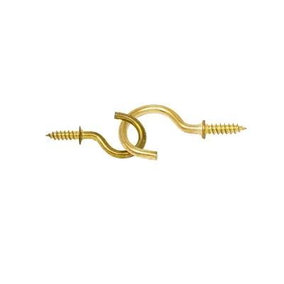 Plated Metal Closed Hooks Screw-in Ceiling Hooks Yellow Zinc Brass Blated Cup Hook