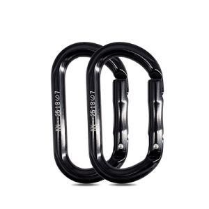 Hot Sell Outdoor Aluminum 25kn Black Camping Hook O Shape Aluminum Locking Rock Climbing Snap Hook Carabiner