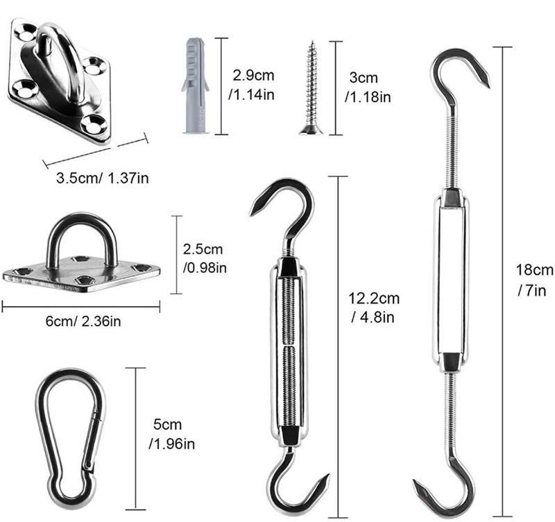 Fixing Accessory Stainless Steel Rigging Hardware Quich Link Sun Shade Sail Mount Handrail Kit Sunshade Stainless Steel Swivel Eye Yoga Swing Snap Hook