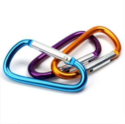 Aluminum Locking Carabiner Spring Clip Hook Keychain D Shape Buckle