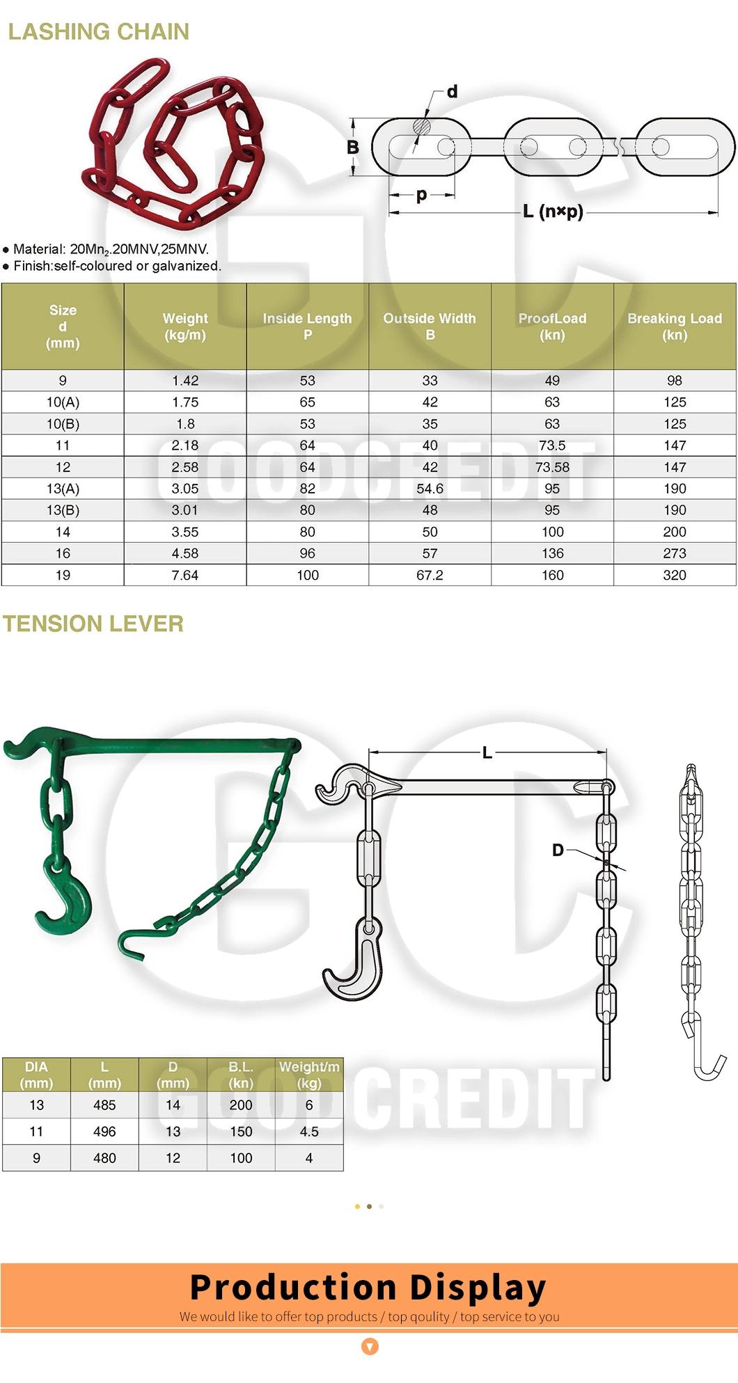 Lashing Chain with Grab Hooks of Rigging Hardware