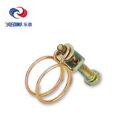 Wire Pipe Clips Stainless Steel Yellow Zinc Plating Double Wire Hose Clamps