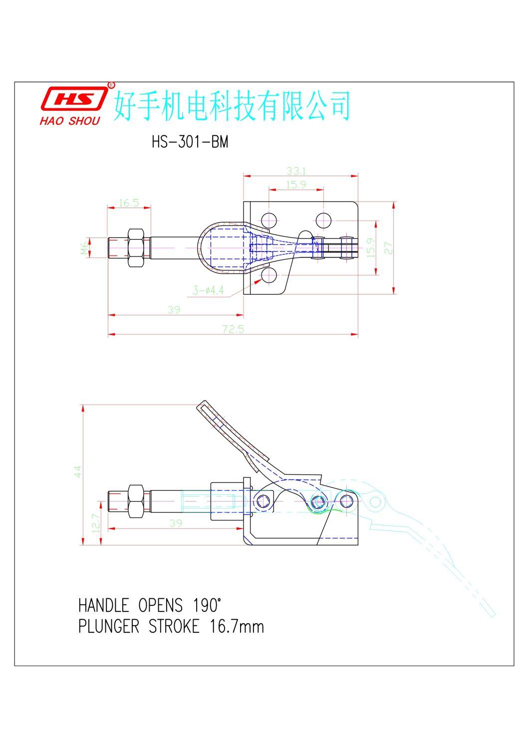 HS-301-Bm Taiwan Manufacturer Custom Quick Adjustable Push Pull Standard Jig Toggle Clamp for Auto Industry