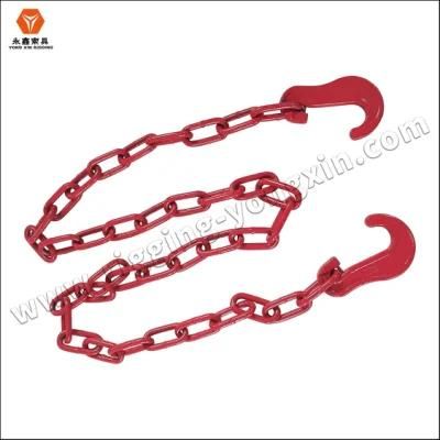 G80 Load Lashing Chain with One Flat Hook at Both End in Rigging Hardware Painted with Hook