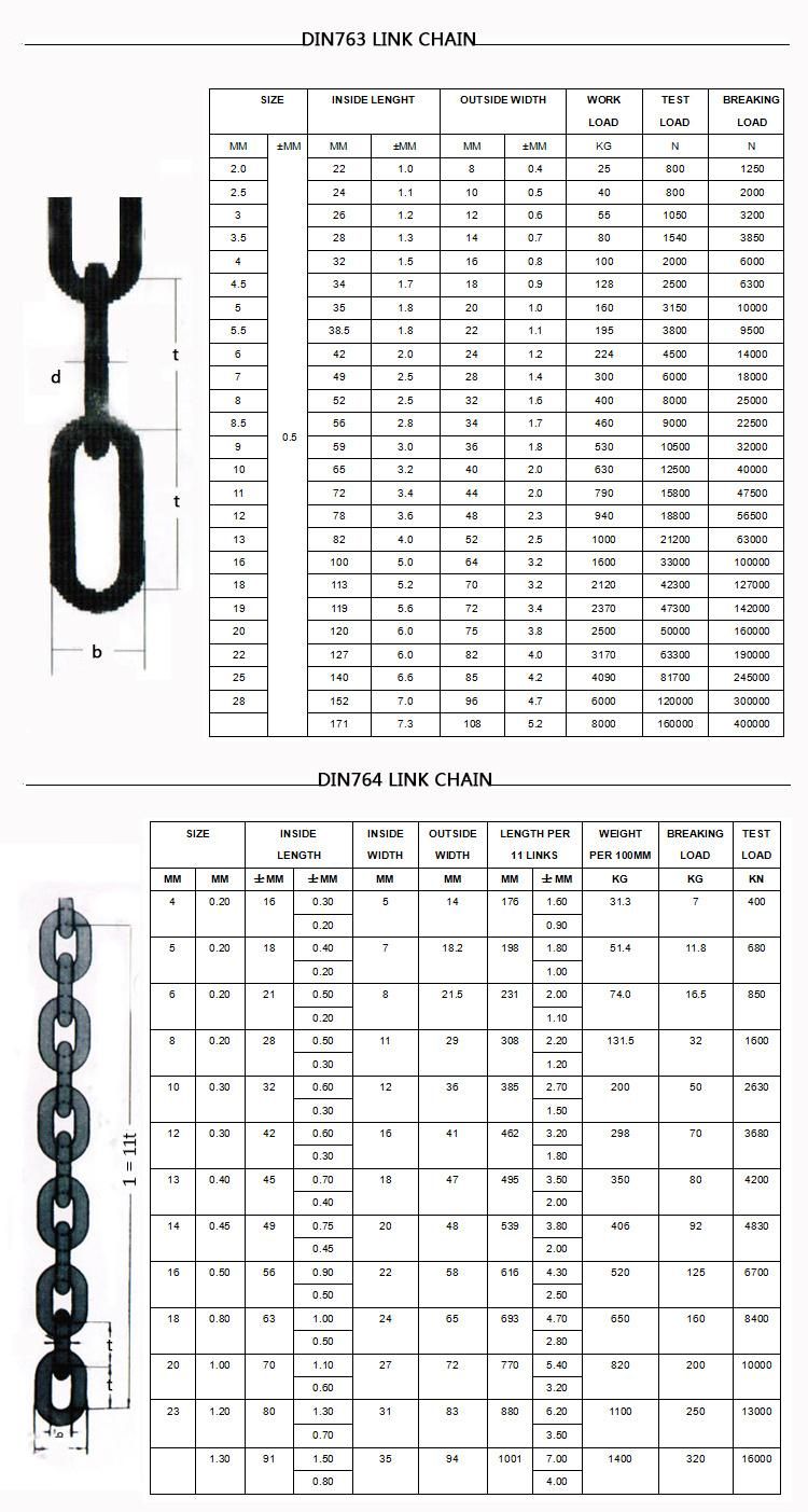 High Quality Stainless Steel Link Chain with Ce Certification (DIN5685, DIN763, DIN766, DIN764)