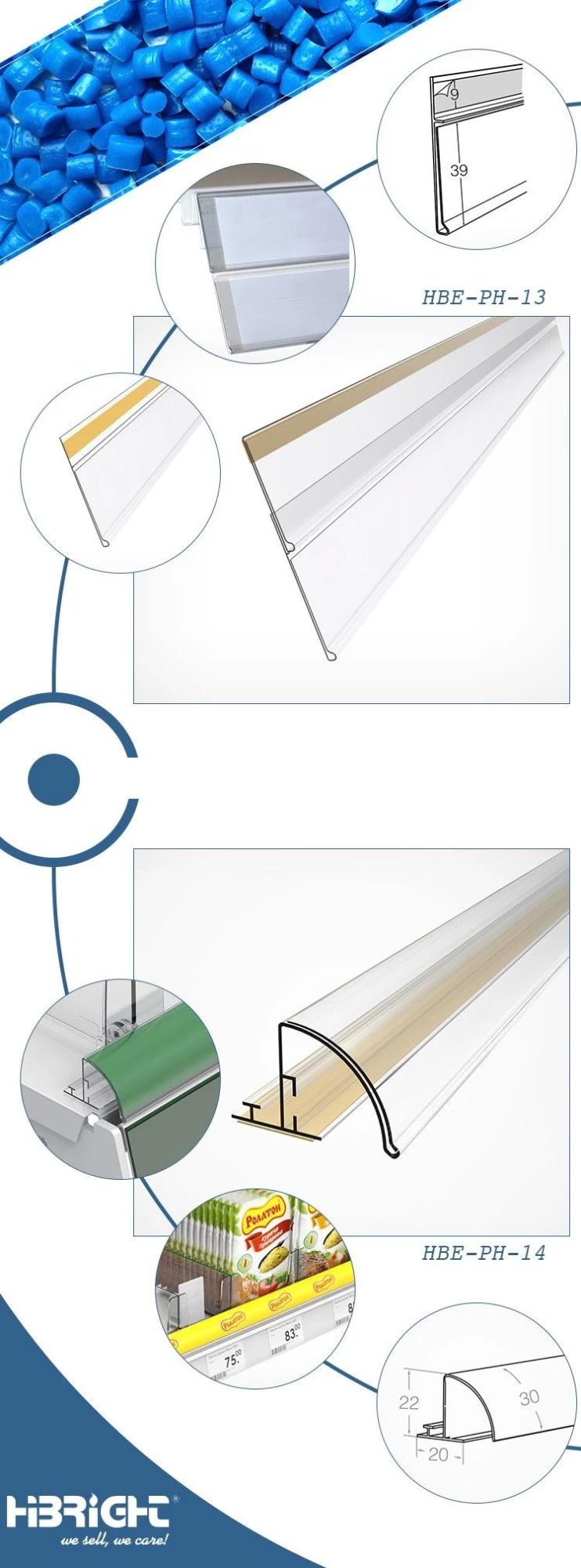 PVC Transparent Plastic Tag Data Strip Price Rail with Light