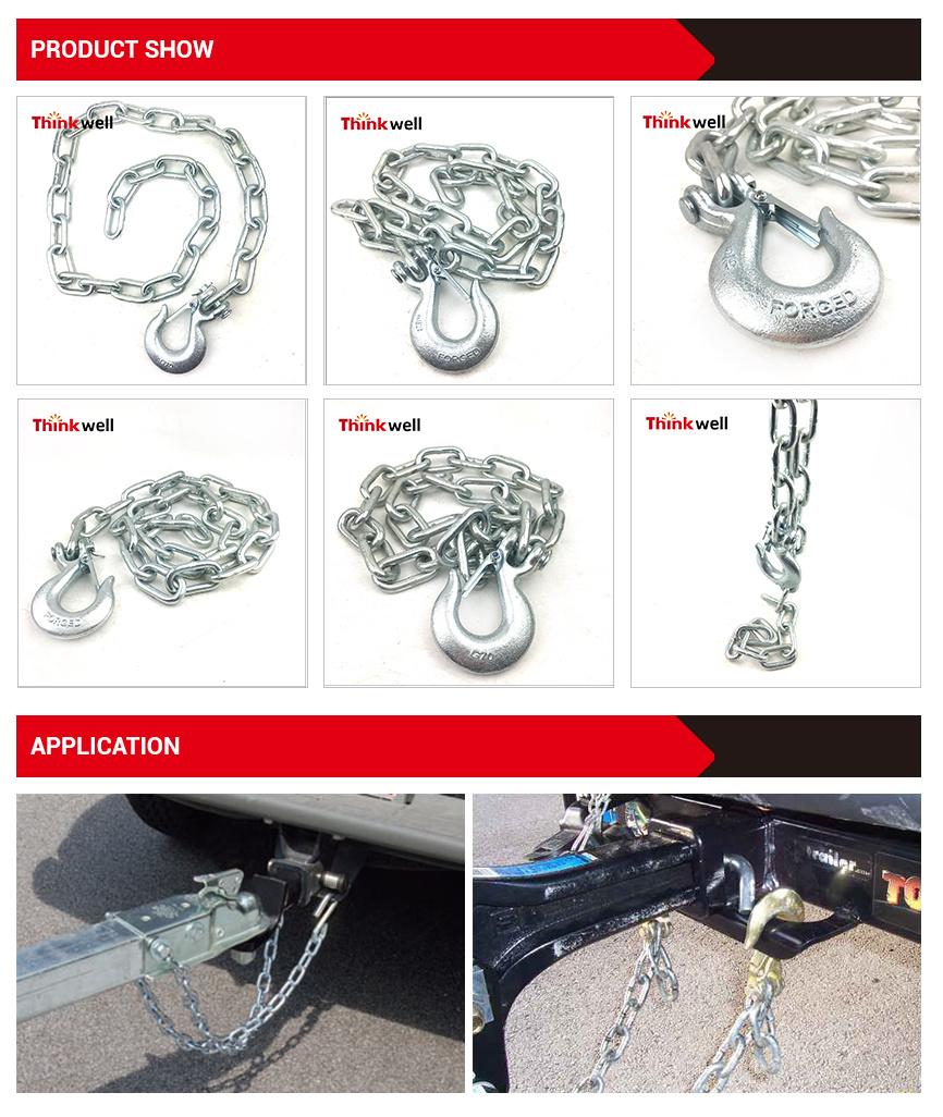 High Quality Link Chaintrailer safety Drag Chain Ends of S-Hook and Shackle