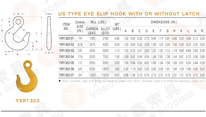Us Type Alloy Steel Forged H331/A331clevis Slip Hook with Latch