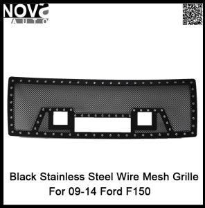 Ford 150replacement Evolution All Black Stainless Steel Wire Mesh Grille with LED Light