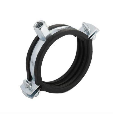 High Quality Factory Hardware Pipe Fitting Zinc Plated Carbon Steel Heavy Duty M8+10 Rubber Pipe Clamp with EPDM
