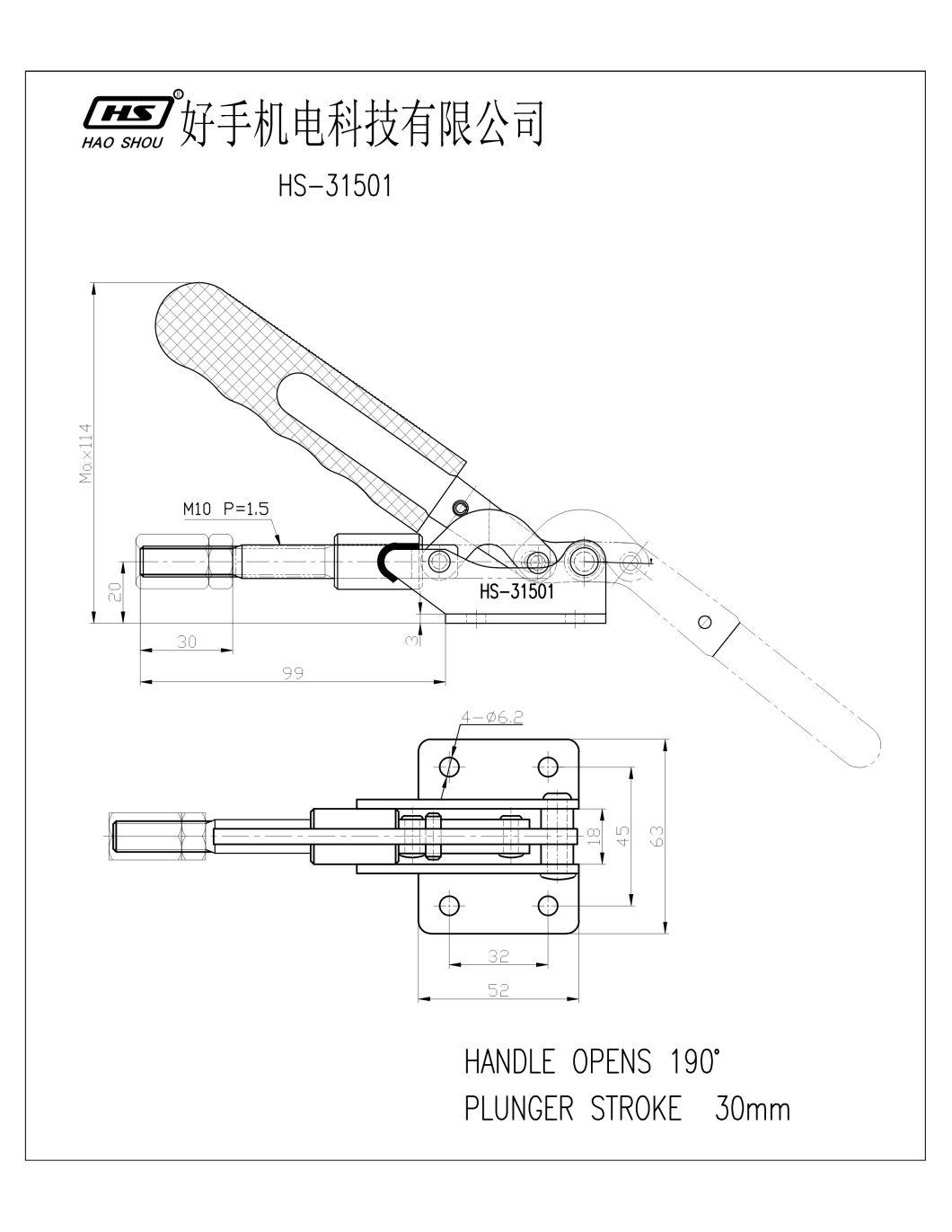 HS-31501 Hot Sale Customized Weldable Clamp Stainless Steel Push and Pull Toggle Clamp