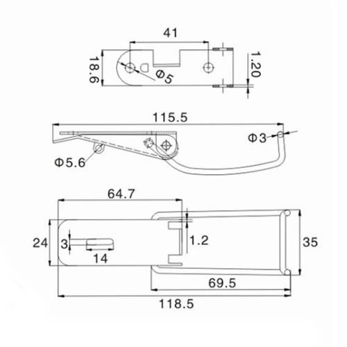 Stainless Steel Zinc Plated Long Hook Toggle Latch with Clasp, Spring Hardware Box Lockable Parts Small Tiny Polished Latches Used on The Machine