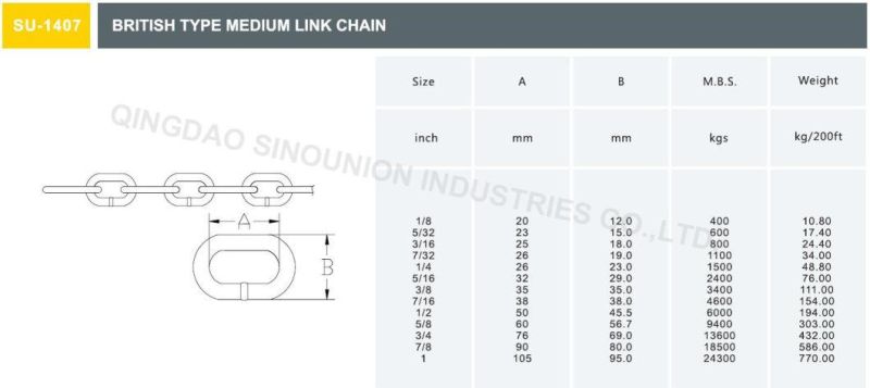 Galvanized DIN763 DIN764 DIN766 DIN5685 DIN5686 British Type Medium Link Chain Commercial Welded Link Chain Carbon Steel Short/Long/Medium Link Chain