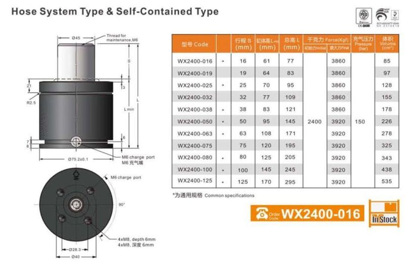 Certified Patent IATF Stainless Steel Adjustable Nitrogen Gas Spring for Die Moulds