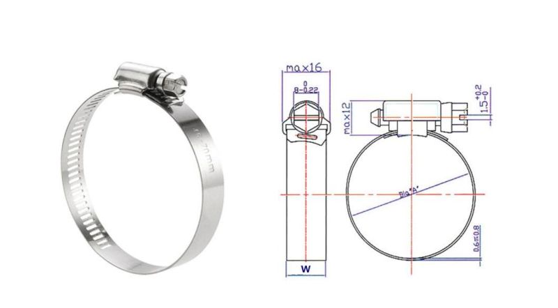 Heavy Duty Stainless Steel Perforate Hose Clips with Bolt