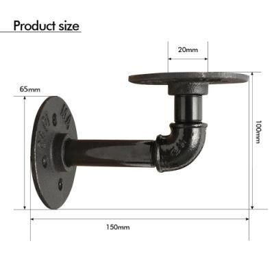 Black Color 3/4&quot; Rustic Pipe Floating Shelf Brackets Pipe Fittings