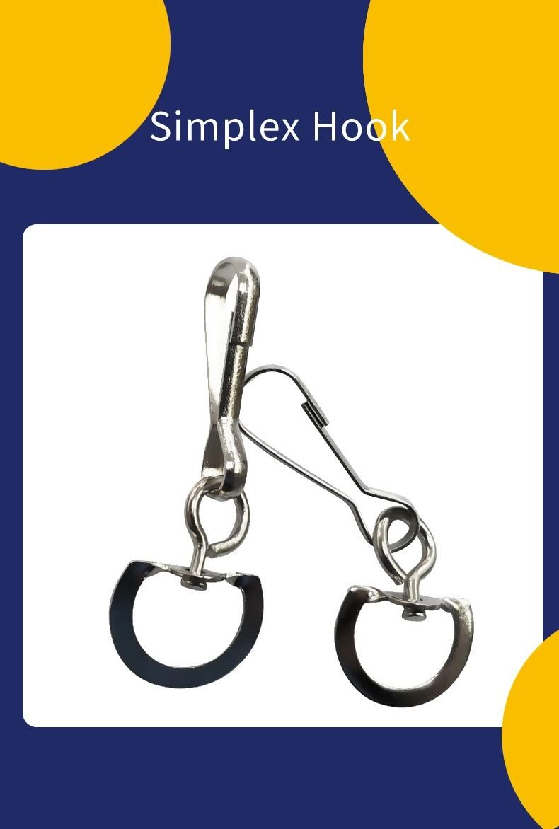 Metal Silver Swivel Lanyard Simplex Hook Clip with Tail