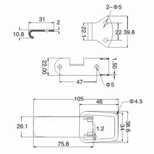 H&D Hardware Stainless Steel Toggle Latch / Hasp Lock, Spring Fasten Hand Tool Toggle Latch Lock Used on Industrial Equipment