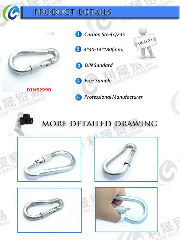 Steel Carabiner Spring Snap Hooks for Camp or Climbing