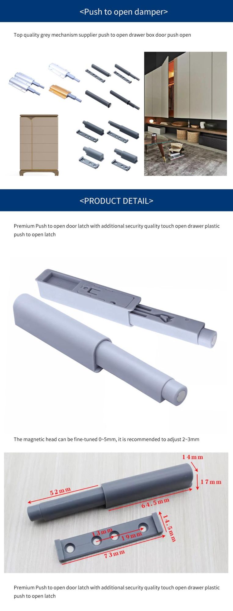 Cabinet Door Push to Close Opener Push Open System