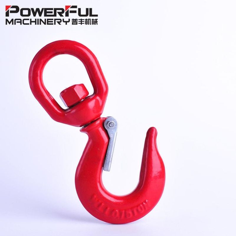 Red Painted Drop Forged Us Type S 322 Heavy Chain Hoist Lifting Swivel Hook with Safety Latch