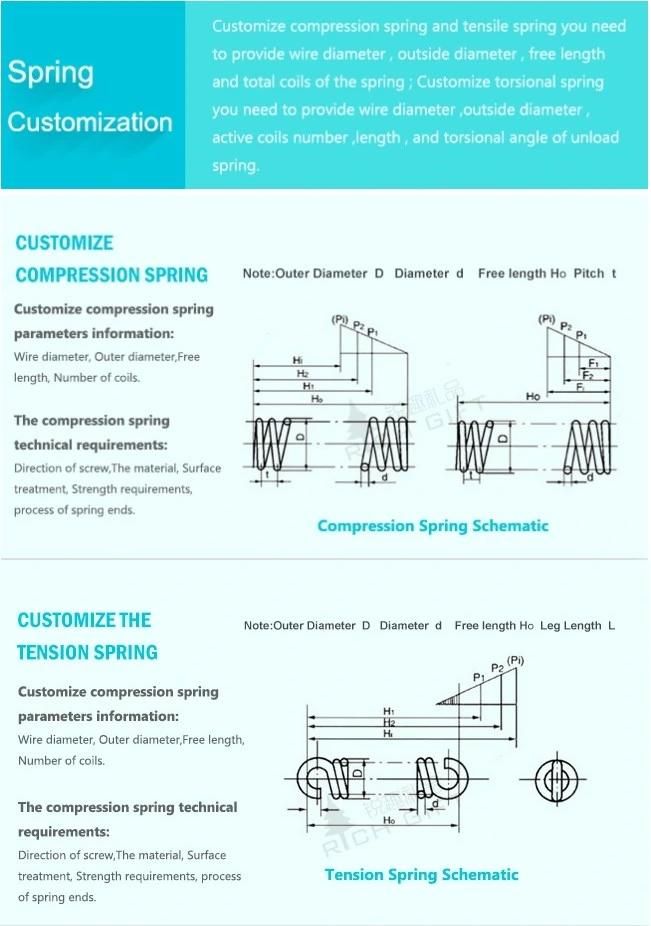 OEM Custom Metal Stamping Stainless Steel 304 Tensile Spring Torsion Spring Parts