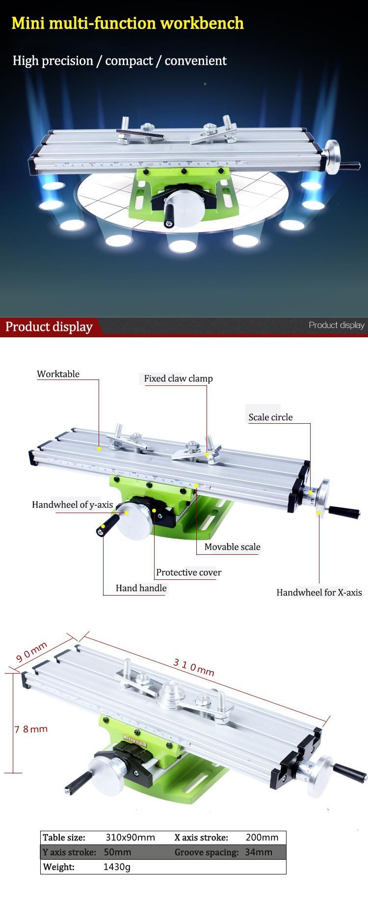 Cross Milling Machine Worktable Small Aluminum Alloy Drill Milling Machine with Bench Drill Electric Drill Bracket Use