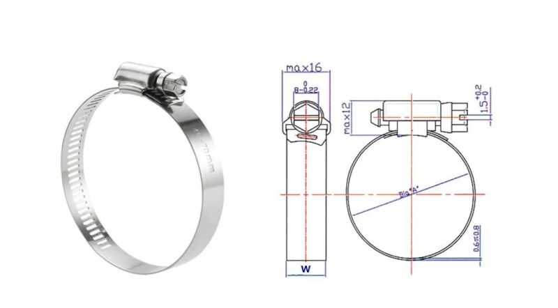 Stainless Steel and Iron Galvanized Worm Drive Hose Clamp