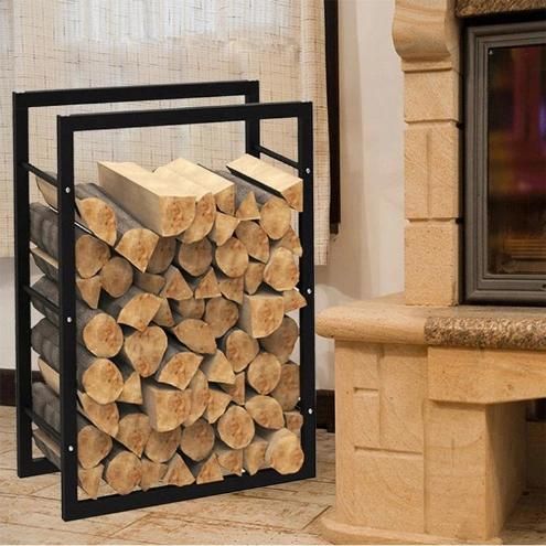 Wood Storage Log Rack Decorative Heavy Duty Steel Firewood Carrier