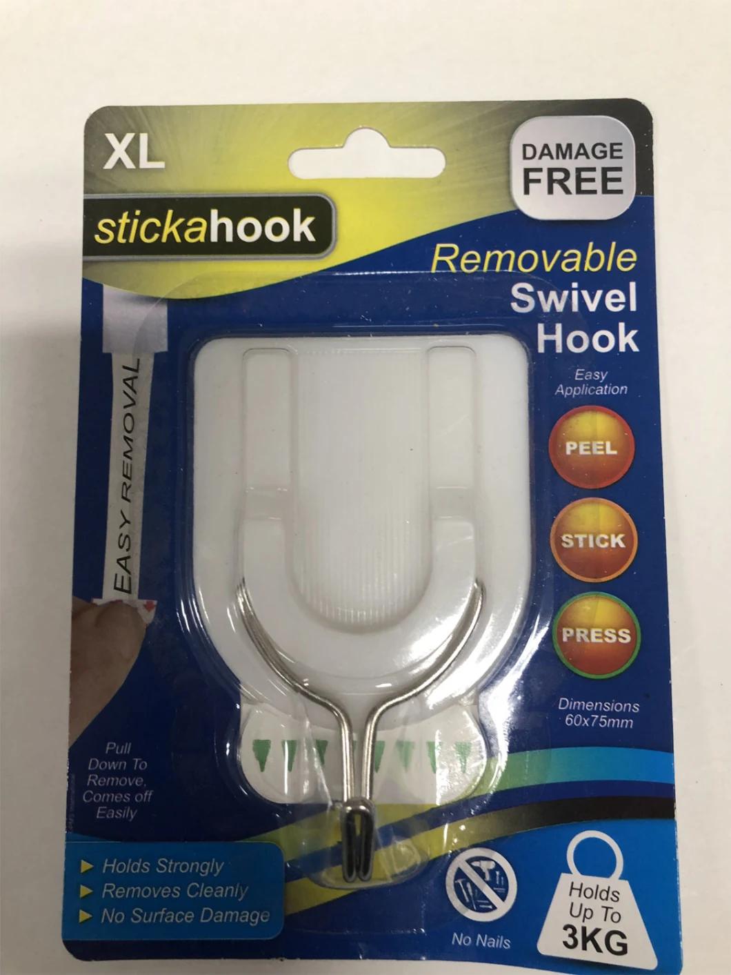 4 Mobile and Rotatable Square Plastic Hooks for Household Use