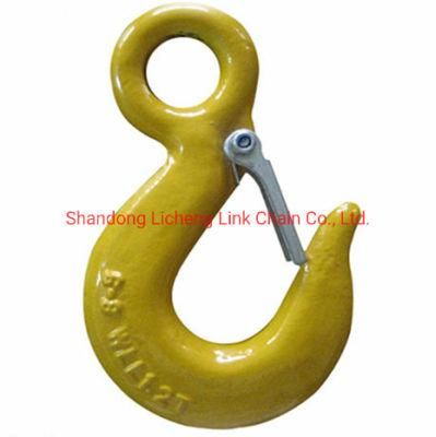 G80 Drop Forged Carbon Steel Painted Eye Hoist Hook with Latch