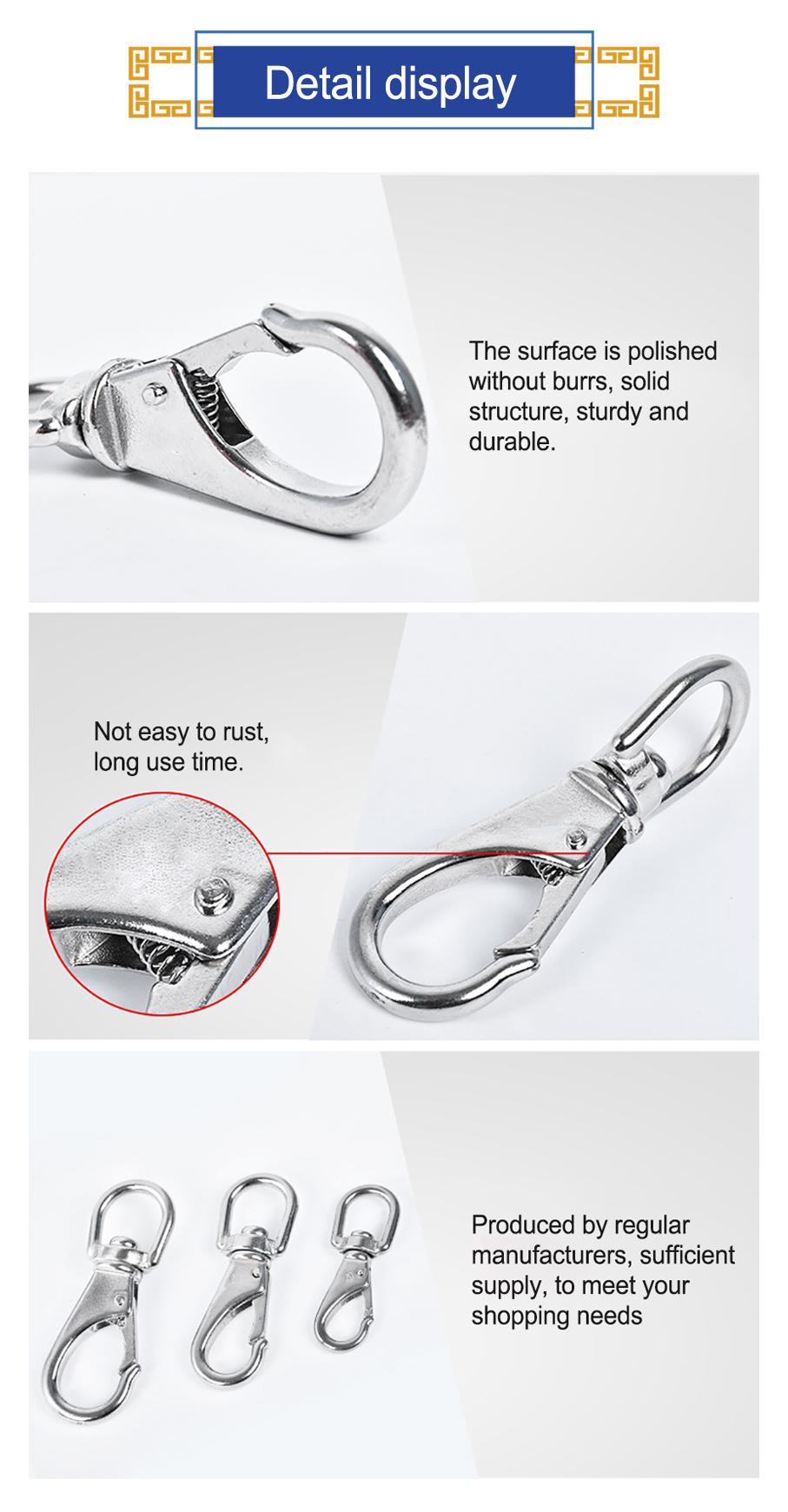 High Quality Stainless Steel 304 Spring Buckle Snap Hook Security Hook with Eyelet and Nut
