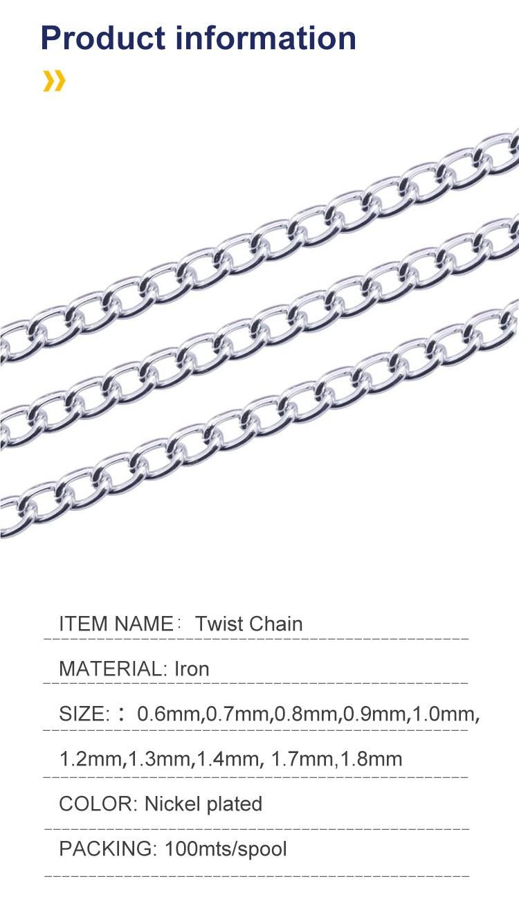 Jewelry Fashion Hair Decoration Parts Nickel Twist Chain Made of Steel