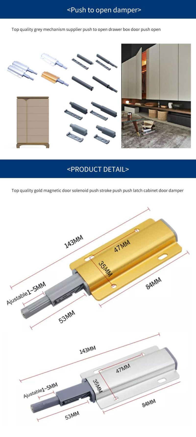 Wholesale Kitchen Cabinet Damper Buffer Push to Open Soft Close