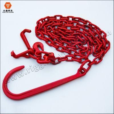 5/16&quot; Grade 80 Heavy Duty J Hook Hot DIP Galvanized Steel Link Transport Tow Truck Binder Tow Chain with Double J Hooks