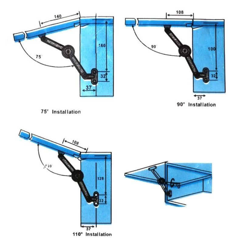 2 Kitchen Cabinet Cupboard Door Lift up Strut Lid Flap Stay Support Jm-601