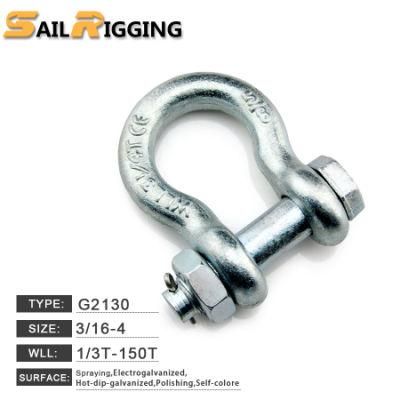 Heavy Duty Marine Hardware Carbon Stee Ldrop Forged Galvanized 12 Ton Anchor Chain Bow Shackle