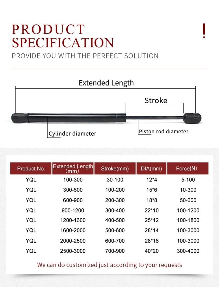 Metal Eyelet High Pressure Gas Spring for Machine