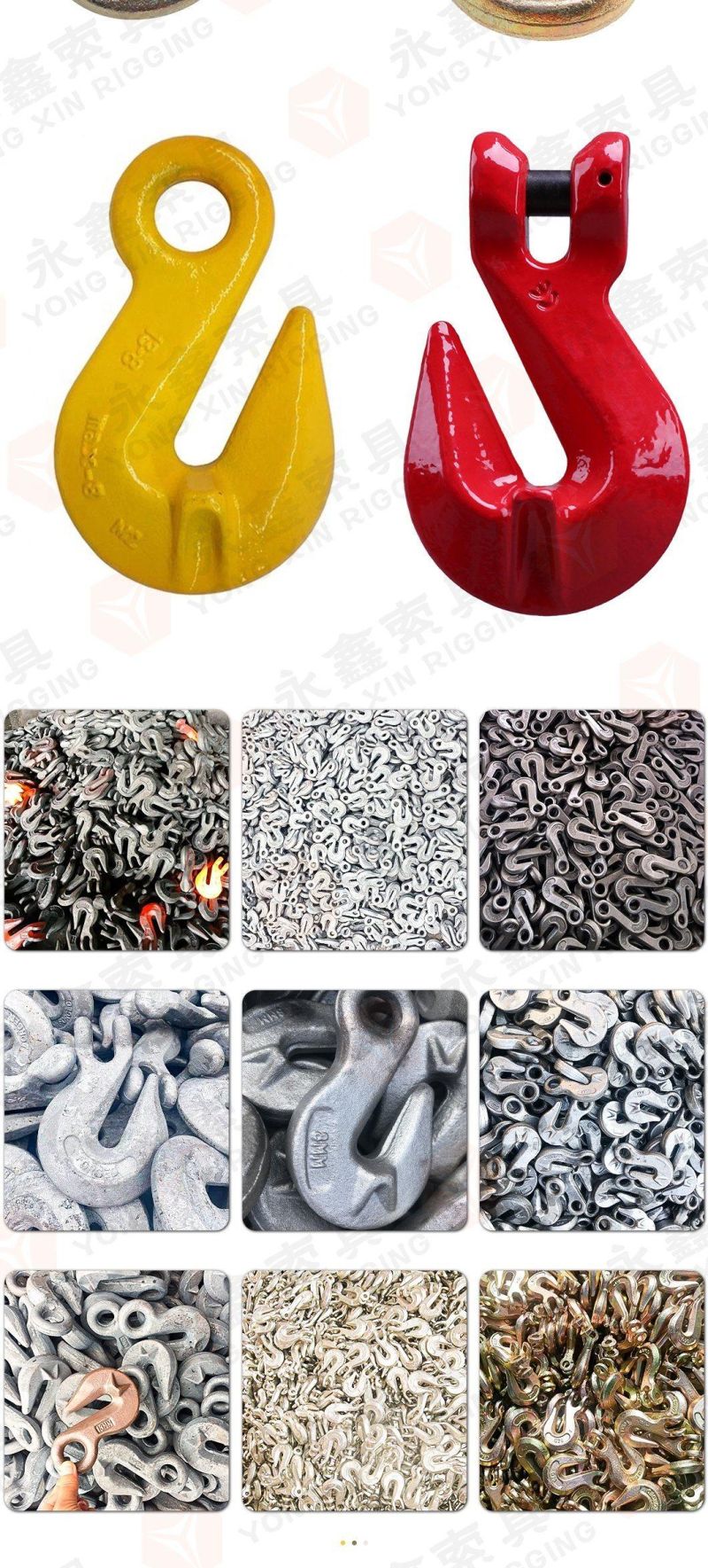 China Manufacturer G70 Galvanized Drop Forged Carbon Steel Us Type H330 Chain Lifting Clevis Grab Hook