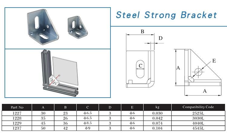 Multiple Repurchase45X45 Steel Corner Bracket in Zinc Plated Used to Install The Panel for Aluminum Extrusion Profile 25 30 40