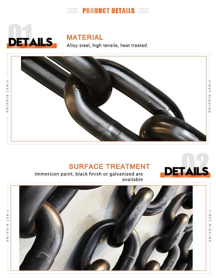 14mm/18mm/19mm/22mm/26mm/30mm/34mm/38mm/42mm Blackened High Quality G80 Mining Chain